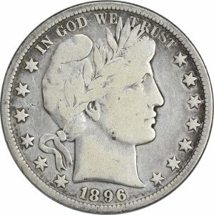 1896 Barber half dollar doubled die variety showing date doubling under magnification